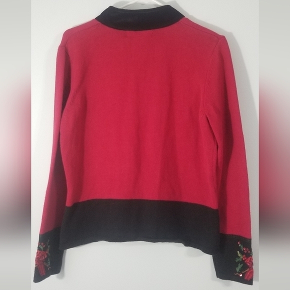 Tiara International Christmas Collection Full Zip Embroidered Sweater. Size M. - Picture 6 of 7